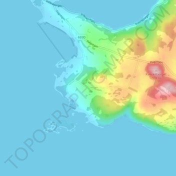 Carte topographique Hø, altitude, relief