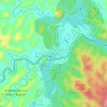 Carte topographique Andasibe, altitude, relief