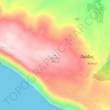 Carte topographique Gavdos, altitude, relief
