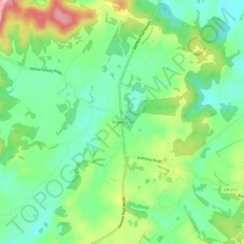 Carte topographique Frankford, altitude, relief