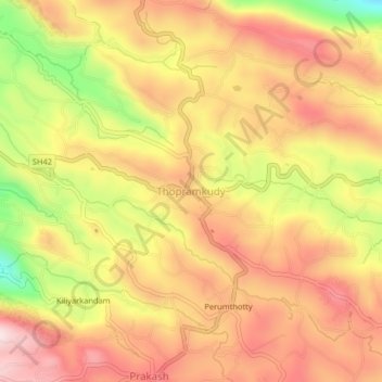 Carte topographique Thopramkudy, altitude, relief
