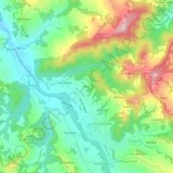 Carte topographique Pieve, altitude, relief