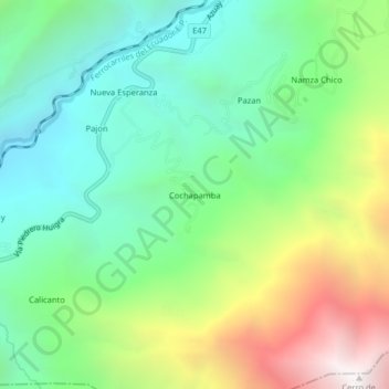 Carte topographique Cochapamba, altitude, relief