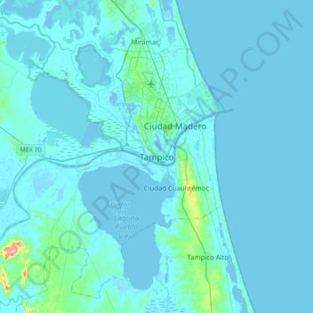 Carte topographique Tampico, altitude, relief