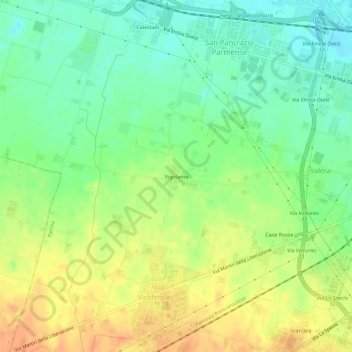 Carte topographique Vigolante, altitude, relief