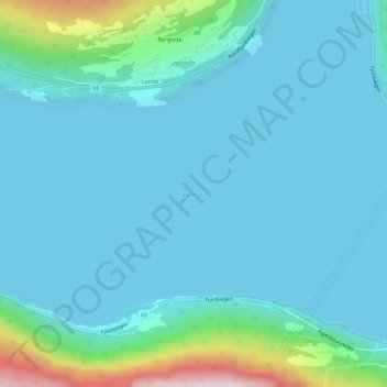 Carte topographique Nordfjord, altitude, relief