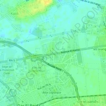 Carte topographique Haouch El Bay, altitude, relief