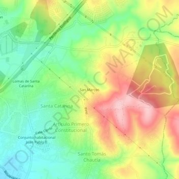 Carte topographique San Marcos, altitude, relief