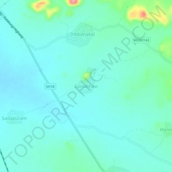 Carte topographique Gonabhavi, altitude, relief