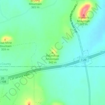 Carte topographique Roundtop Mountain, altitude, relief