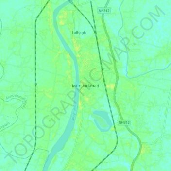 Carte topographique Murshidabad, altitude, relief