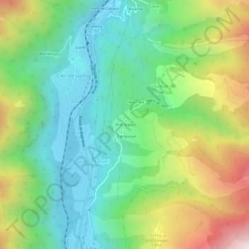 Carte topographique Prat Naou, altitude, relief