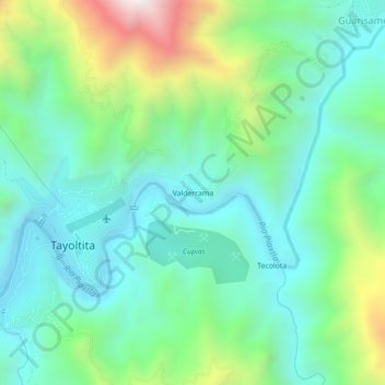 Carte topographique Valderrama, altitude, relief