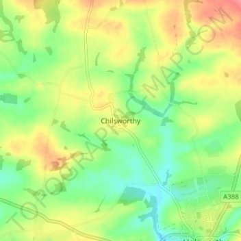 Carte topographique Chilsworthy, altitude, relief