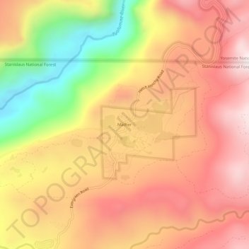 Carte topographique Mather, altitude, relief