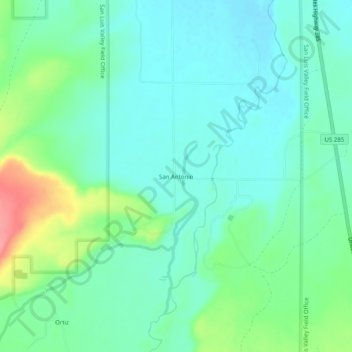 Carte topographique San Antonio, altitude, relief