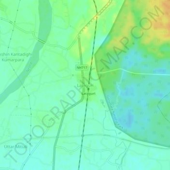 Carte topographique Lataguri, altitude, relief