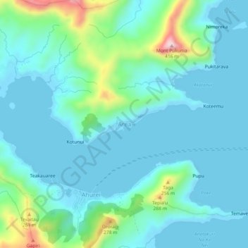 Carte topographique Area, altitude, relief
