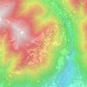 Carte topographique Musiera, altitude, relief