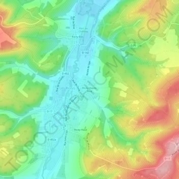 Carte topographique Ricey-Haute-Rive, altitude, relief