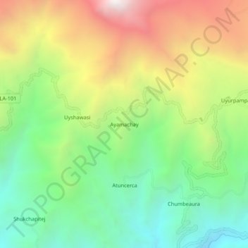Carte topographique Ayamachay, altitude, relief