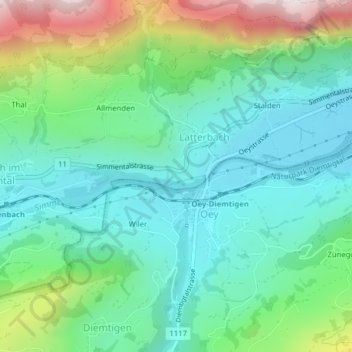 Carte topographique Kastel, altitude, relief