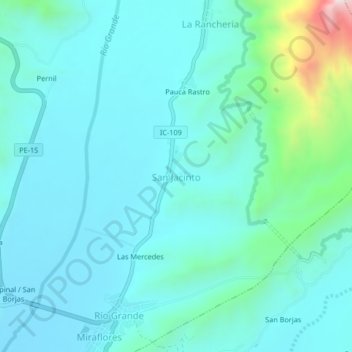 Carte topographique San Jacinto, altitude, relief