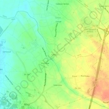 Carte topographique Cabeço, altitude, relief
