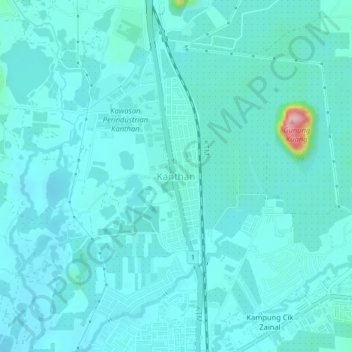 Carte topographique Kanthan, altitude, relief