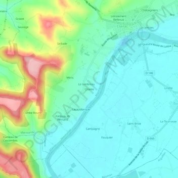 Carte topographique Chante, altitude, relief