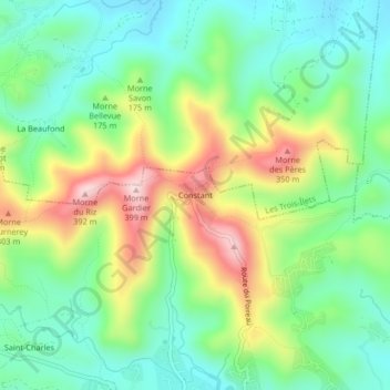 Carte topographique Constant, altitude, relief