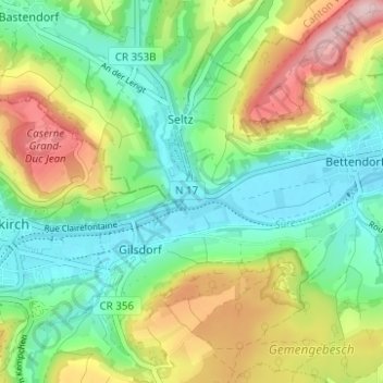 Carte topographique Bleesbruck, altitude, relief