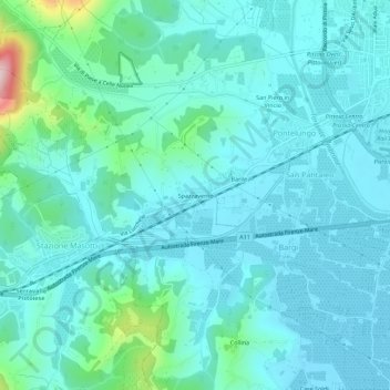Carte topographique Spazzavento, altitude, relief
