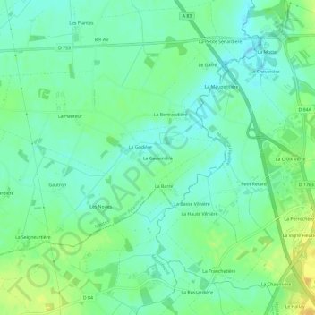 Carte topographique La Gauvinière, altitude, relief
