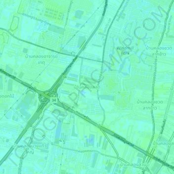 Carte topographique Ban Khlong Salut, altitude, relief