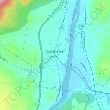 Carte topographique Ascutney, altitude, relief