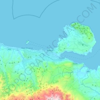 Carte topographique La Canée, altitude, relief