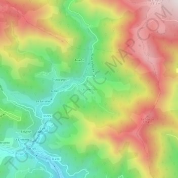 Carte topographique Les Sausses, altitude, relief