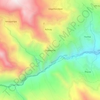 Carte topographique Quitaracza, altitude, relief