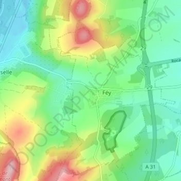 Carte topographique Le Clos des Noyers, altitude, relief