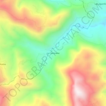 Carte topographique La Campana, altitude, relief
