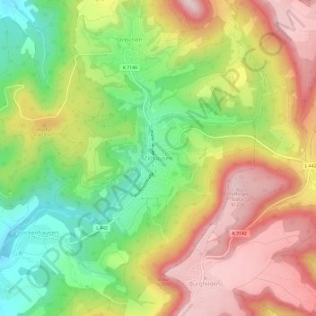 Carte topographique Zillhausen, altitude, relief