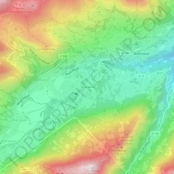 Carte topographique Terre Nère, altitude, relief