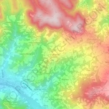 Carte topographique Cà del Vento, altitude, relief