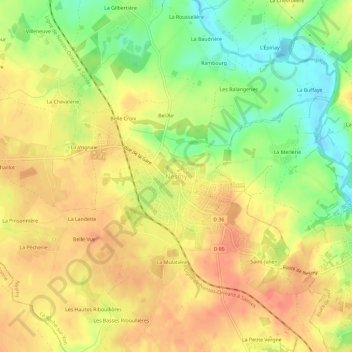 Carte topographique Nesmy, altitude, relief