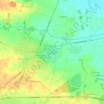 Carte topographique Zone Industrielle, altitude, relief