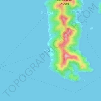 Carte topographique Lakandula, altitude, relief