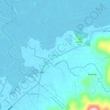Carte topographique Dulangan, altitude, relief