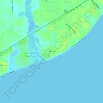 Carte topographique Gulfside, altitude, relief