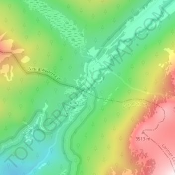 Carte topographique La Poudre Pass, altitude, relief